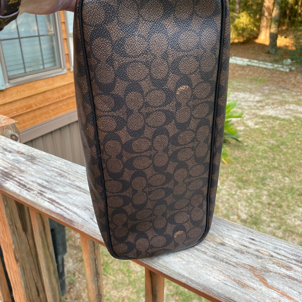 Coach Signature Brown and Black Tote - Picture 4 of 7